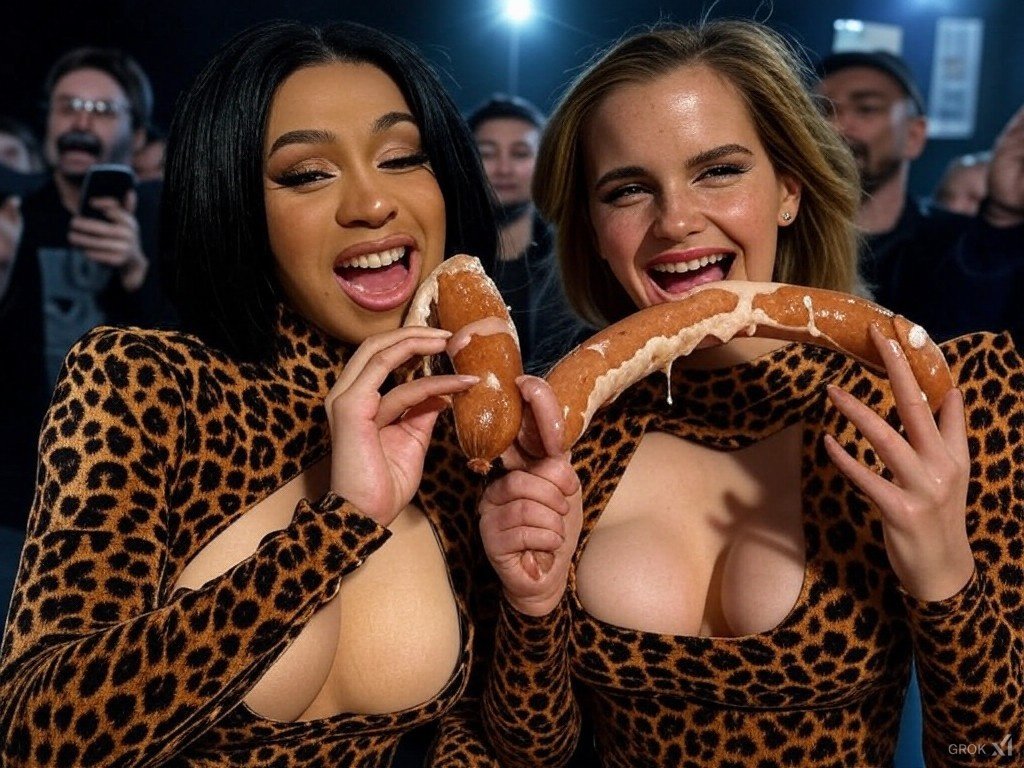 5diHNjKI Emma Watson and Cardi playing with sausages 37.jpg